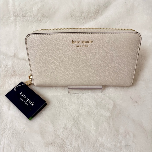 Kate Spade Taylor Pebbled Leather Zip Around Wallet in Parchment NWT’s - Picture 1 of 5